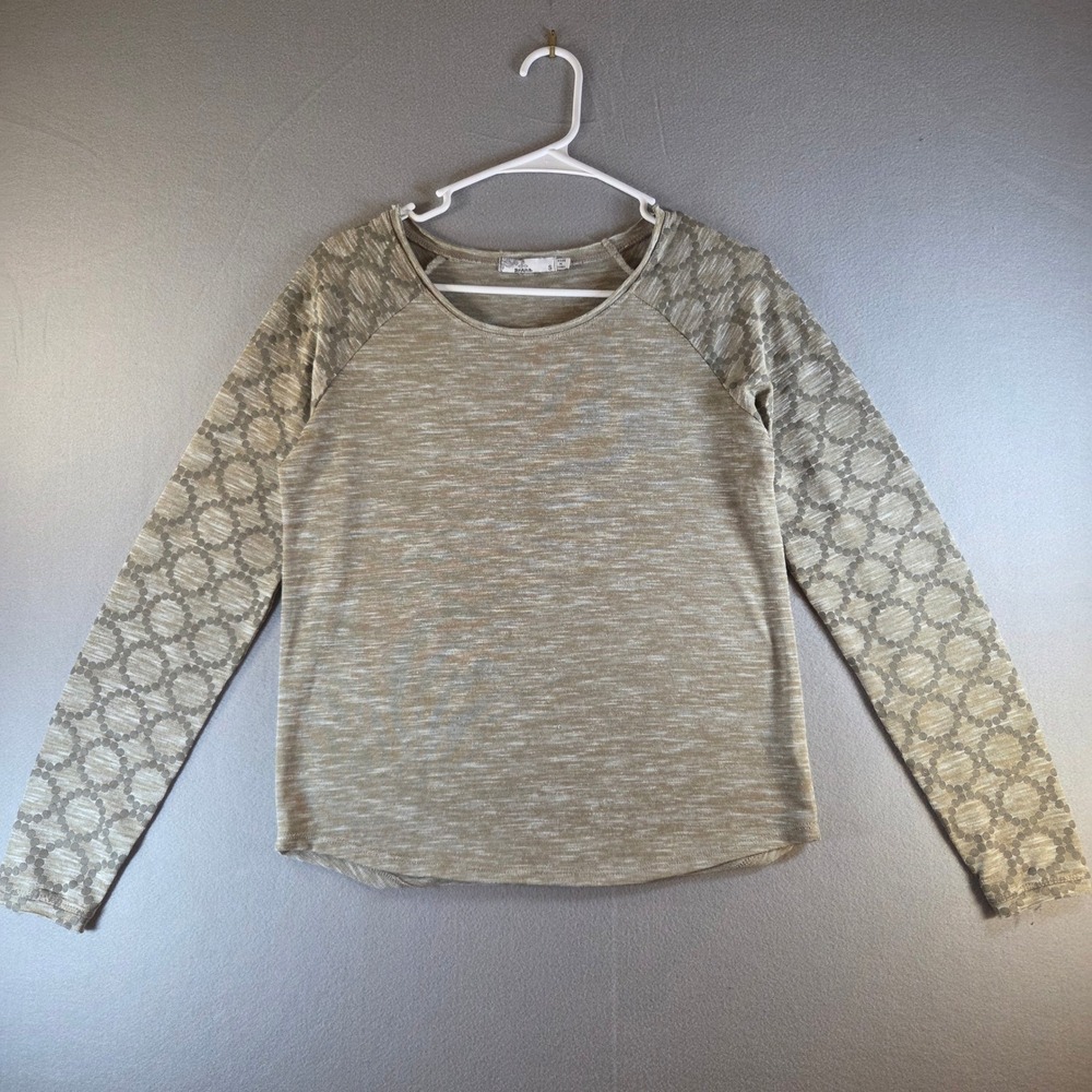 Prana Womens Tan Heathered Burnout Raglan Long Sleeve Top Small Eco Friendly